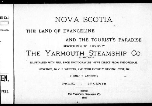 Nova Scotia, the land of Evangeline and the tourist's paradise manga cover
