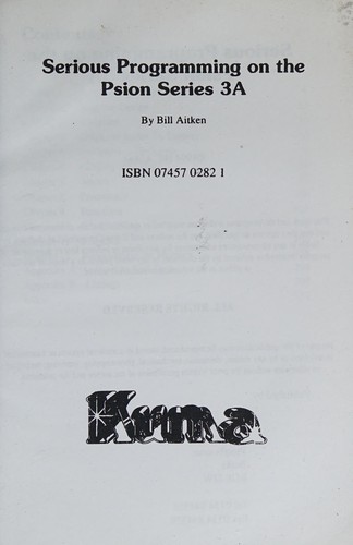 Serious programming on the Psion Series 3A manga cover