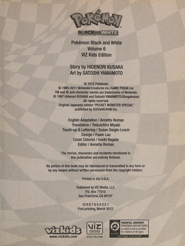 Pokémon Black and White, Vol. 6 manga cover